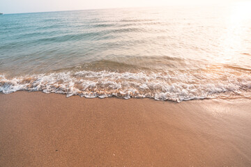 The beach and the sea during the day