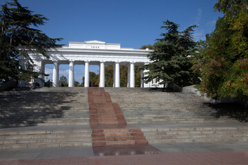 Colonnade and stairs to the count's pier in Sevastopol in the Crimea in summer.