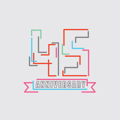 45th Years Anniversary Logo Birthday Celebration Abstract Design Vector Illustration.