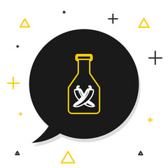 Line Ketchup bottle icon isolated on white background. Hot chili pepper pod sign. Barbecue and BBQ grill symbol. Colorful outline concept. Vector