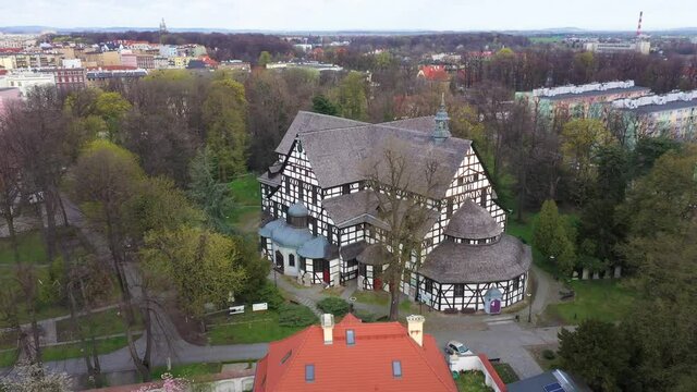 Aerial view of Church of Peace in Swidnica, Lower Silesia, Poland
