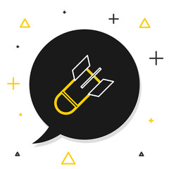 Line Aviation bomb icon isolated on white background. Rocket bomb flies down. Colorful outline concept. Vector