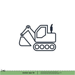 backhoe icon vector illustration logo template