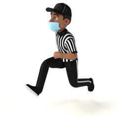 Fun 3D illustration of a black referee with a mask