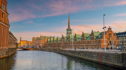 Fototapeta na wymiar Cityscape of downtown Copenhagen city skyline in Denmark