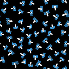 Line Water thermometer measuring heat and cold icon isolated seamless pattern on black background. Thermometer equipment showing hot or cold weather. Vector