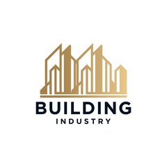 Set of modern architecture building design logo template in gold color