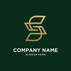 Abstract technology logo letter s Abstract monogram logo s letter design set in gold color