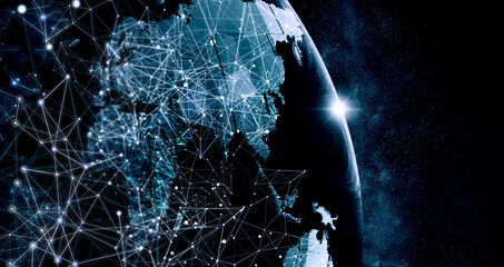 Global technologies concept . Mixed media