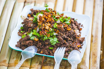 Northern style thai food spicy minced pork (Spicy minced pork)