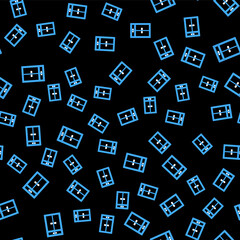 Line Wardrobe icon isolated seamless pattern on black background. Vector