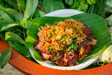 Northern style thai food spicy minced pork (Spicy minced pork)