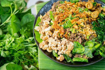 Northern style thai food spicy minced pork (Spicy minced pork)