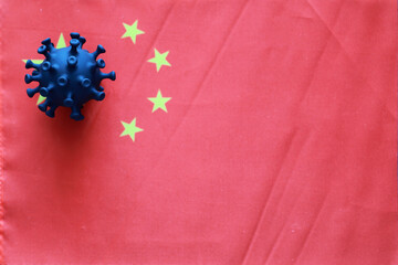 A pandemic of pneumonia worldwide. Virus from animals. Coronovirus molecule model printed on a 3D...