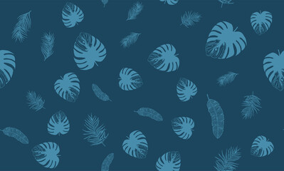 Tropical leaves pattern. Hand drawn illustration.	