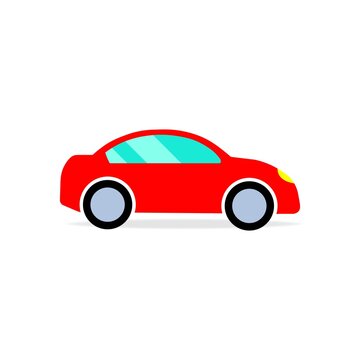 Red car or automobile color icon. Graphic design element. Trendy flat isolated symbol, sign can be used for: illustration, outline, logo, mobile, app, emblem, design, web, dev, ui, ux. Vector EPS 10