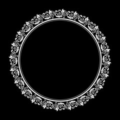 Decorative frame Elegant vector element for design in Eastern style, place for text. Floral black and white border. Lace illustration for invitations and greeting cards