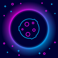 Glowing neon line Moon icon isolated on black background. Colorful outline concept. Vector