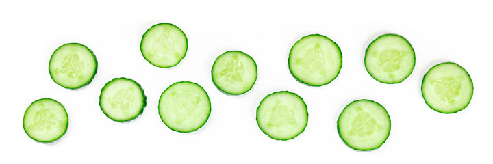 Cucumber pattern panorama with many round slices