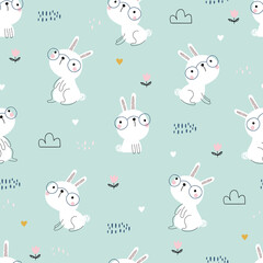 Fototapeta premium Cute bunny pattern in vector
