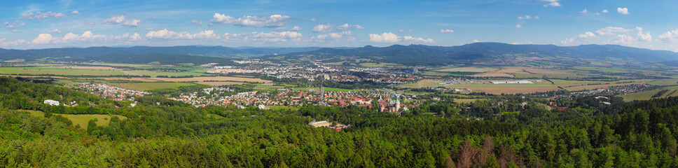 Fototapeta na wymiar Panorama of Prievidza and Bojnice city