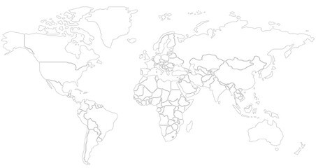 Fototapeta na wymiar Simplified smooth border World map