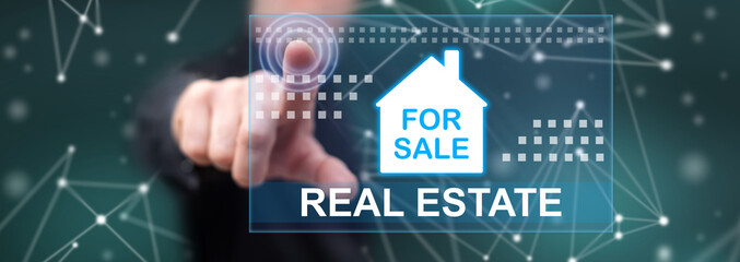 Obraz premium Man touching a real estate concept