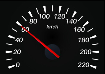 Black Speedo Meter from 0 t0 200