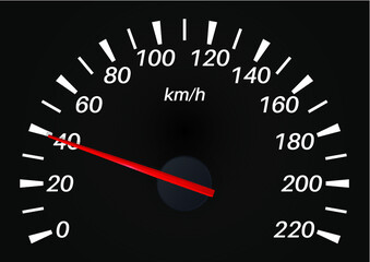 Black Speedo Meter from 0 t0 200