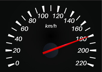 Black Speedo Meter from 0 t0 200