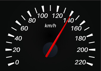 Black Speedo Meter from 0 t0 200