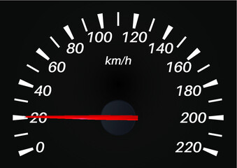 Black Speedo Meter from 0 t0 200
