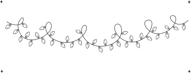 christmas new year wedding celebration party hanging string lights decoration garland, vector illustration festive graphic