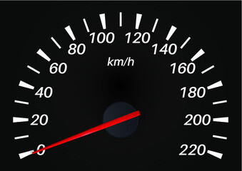 Black Speedo Meter from 0 t0 200