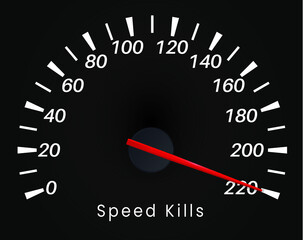 Black Speedo Meter from 0 t0 200