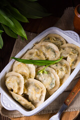 pierogo with wild garlic -cheese filling