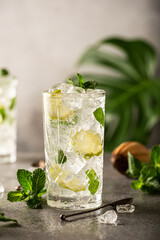 Mojito cocktail with lime and mint