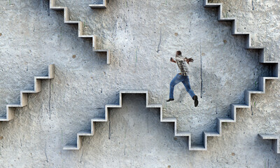 Image of businessman walking upstairs