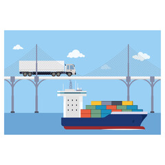Shipping service cargo deliver illustration