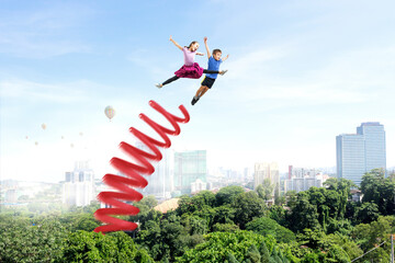 Kids jumping in the sky