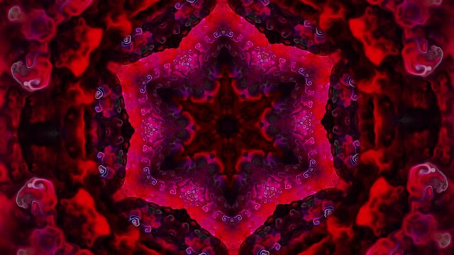 A beautiful red Kaleidoscope , Red Pattern Texture 