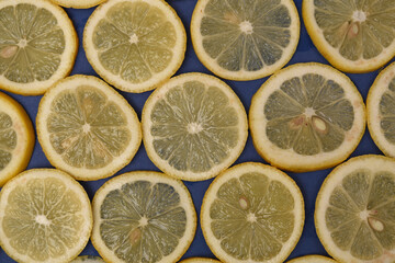 Lennon slices on a blue background