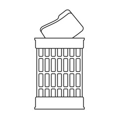 Can trash vector outline icon. Vector illustration can trash on white background. Isolated outline illustration icon of garbage basket.
