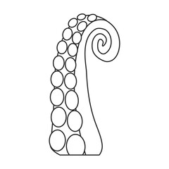 Octopus tentacle vector outline icon. Vector illustration seafood on white background. Isolated outline illustration icon of octopus tentacle.