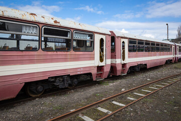 Railways - old, vintage car, carriage of the narrow-gauge railway in Gniezno, Poland.