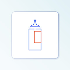 Line Sauce bottle icon isolated on white background. Ketchup, mustard and mayonnaise bottles with sauce for fast food. Colorful outline concept. Vector