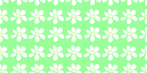 Vector simple primitive floral seamless pattern. Cute endless print with flowers drawn by hand. Sketch, doodle, scribble