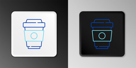 Line Coffee cup to go icon isolated on grey background. Colorful outline concept. Vector