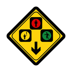 Traffic sign and symbol pedestrian crossing head graphic design vector illustration