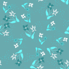 Fototapeta na wymiar Simple cute pattern in small flowers. Shabby chic millefleurs. Floral seamless background for dress, manufacturing, wallpapers, print, gift wrap and scrapbooking.